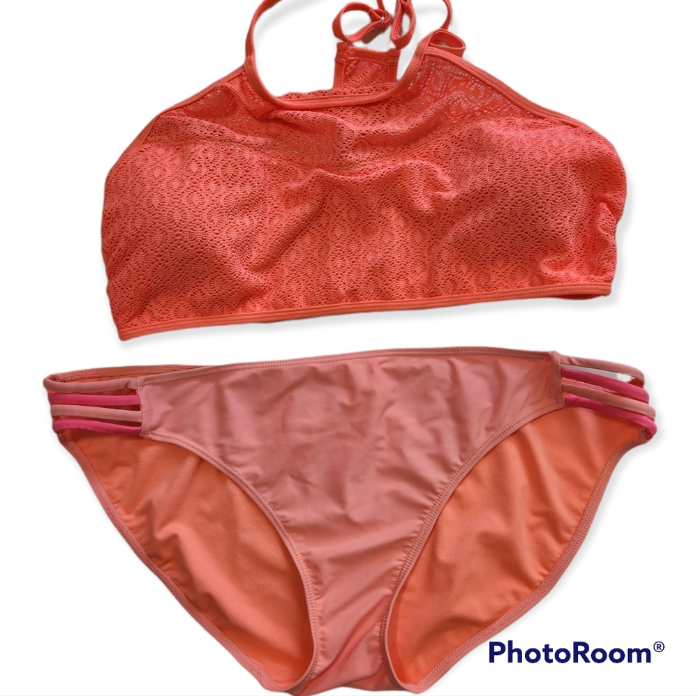 Catalina coral bikini top with bottoms size XL